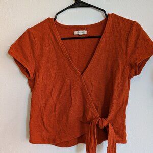 Madewell orange short sleeve tie top (Size XS)